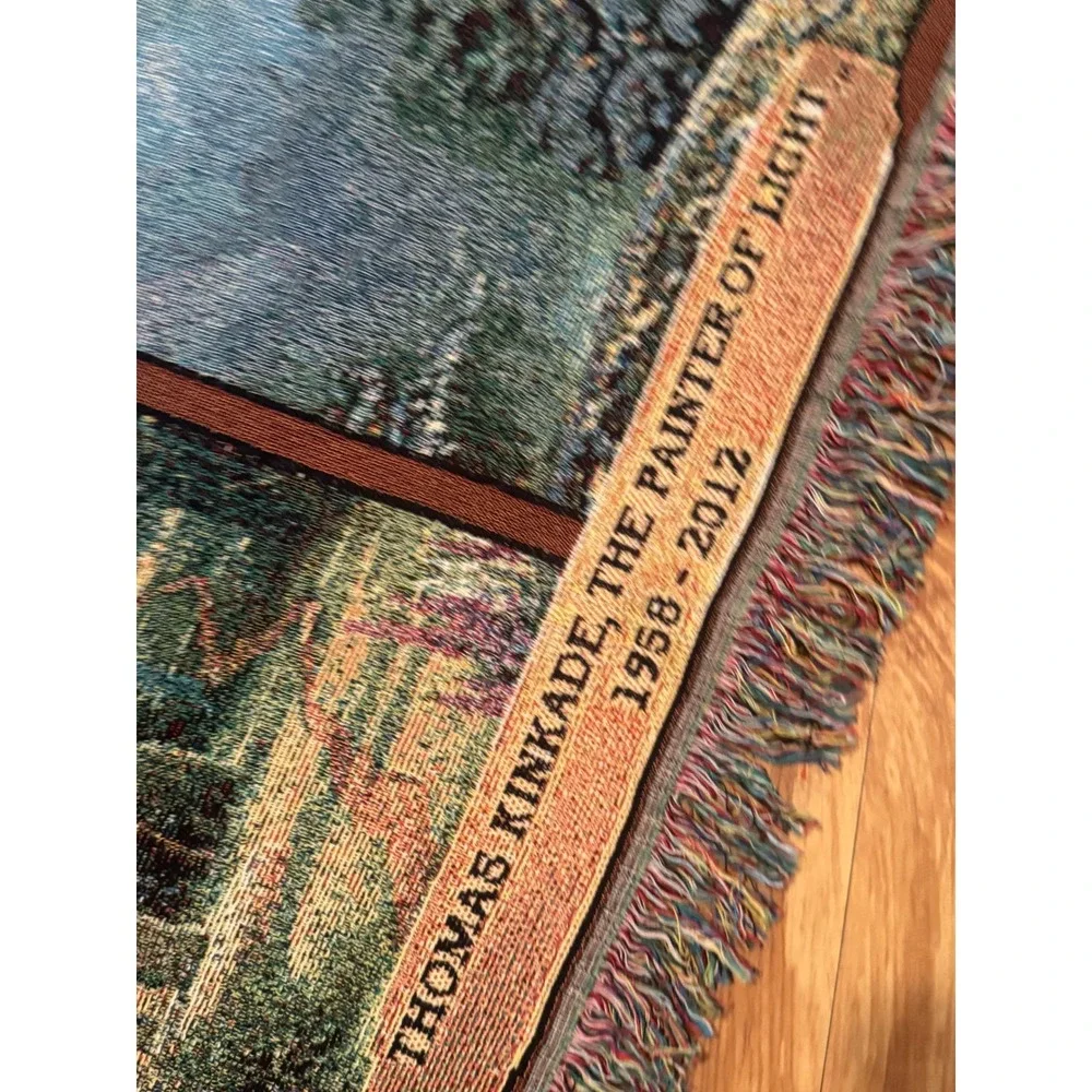 NWT‎ Thomas Kinkade Painter of Light Memorial Tapestry Throw Blanket Made in USA